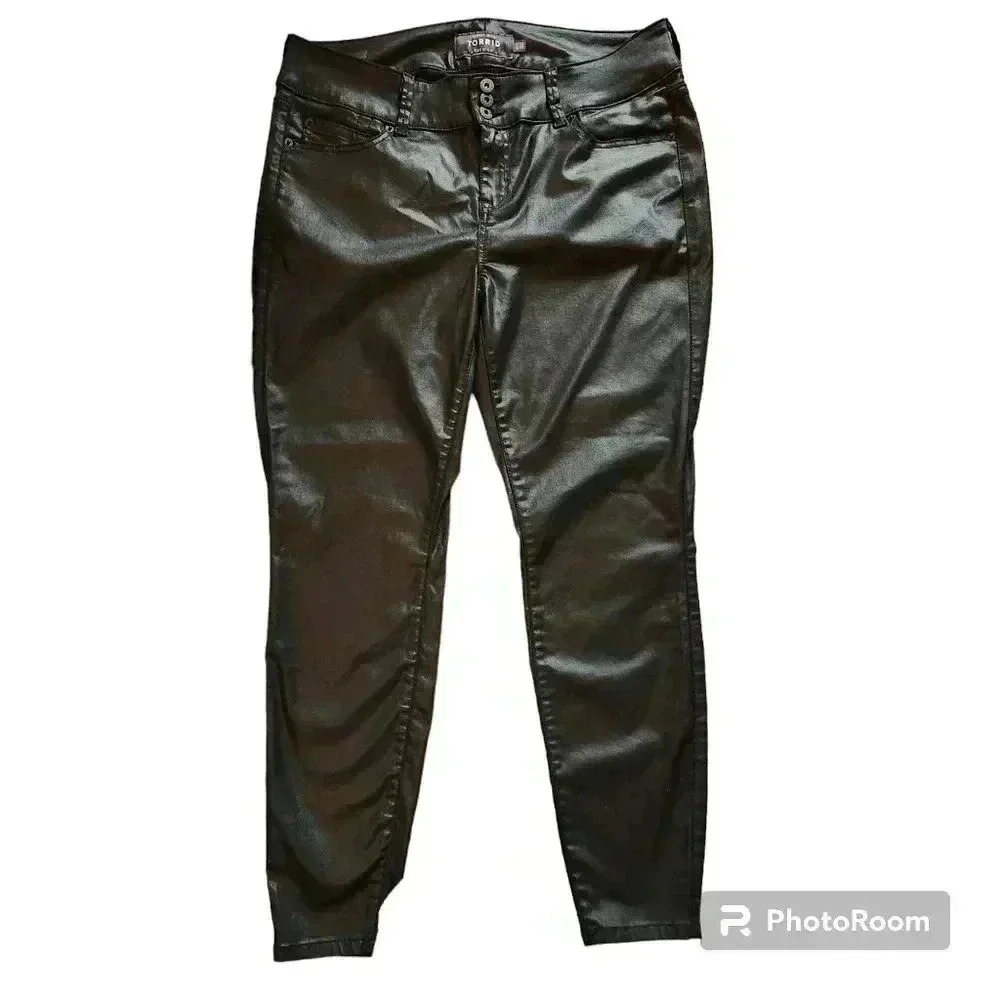 Torrid Pants Black Faux Leather High Rise Jegging Size 16R Waist 37 Inches